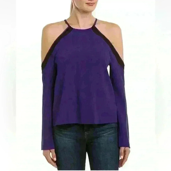Ramy Brook DEEP AMETHYST Purple Anya Cold Shoulder Blouse, US Small - Picture 2 of 16